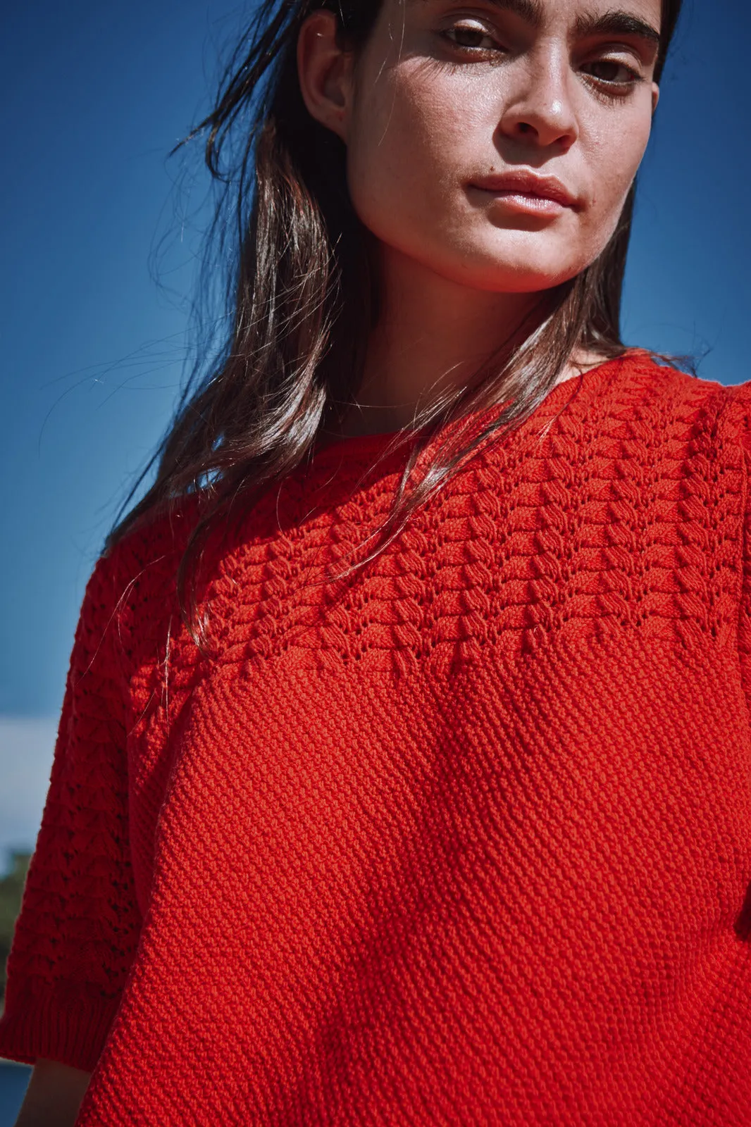 LIZ Lace Top in Organic Cotton - Red sold by L’ENVERS product image thumbnail 2