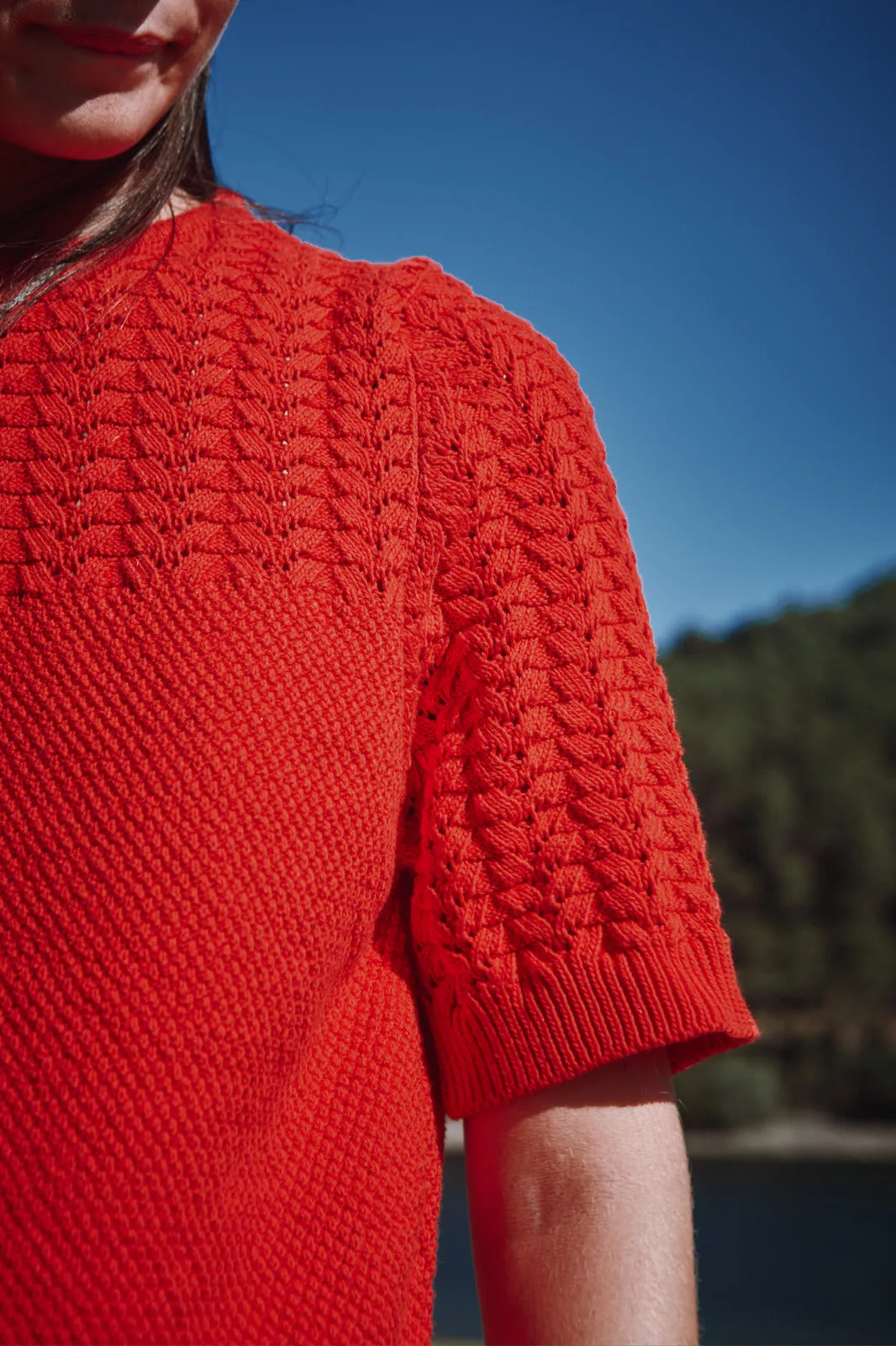 LIZ Lace Top in Organic Cotton - Red sold by L’ENVERS product image thumbnail 4