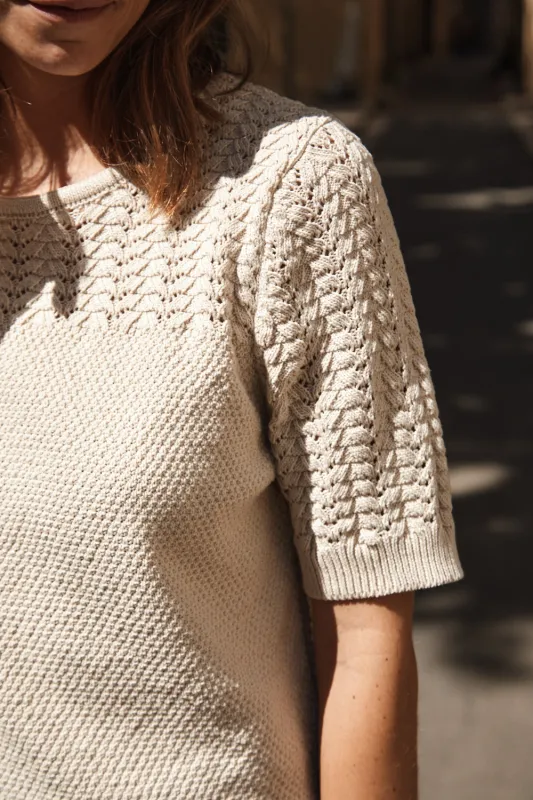 LIZ Lace Top in Organic Cotton - Off-White made by L’ENVERS