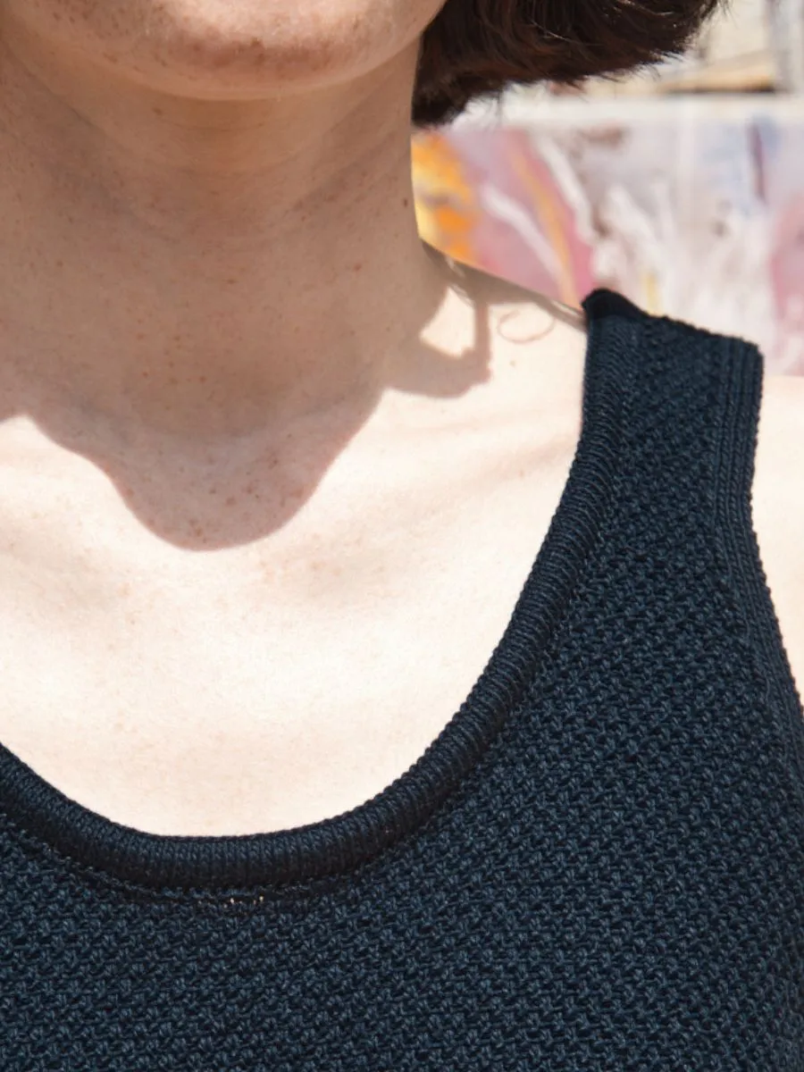 LARA Tank Top in Organic Cotton - Navy sold by L’ENVERS product image thumbnail 2