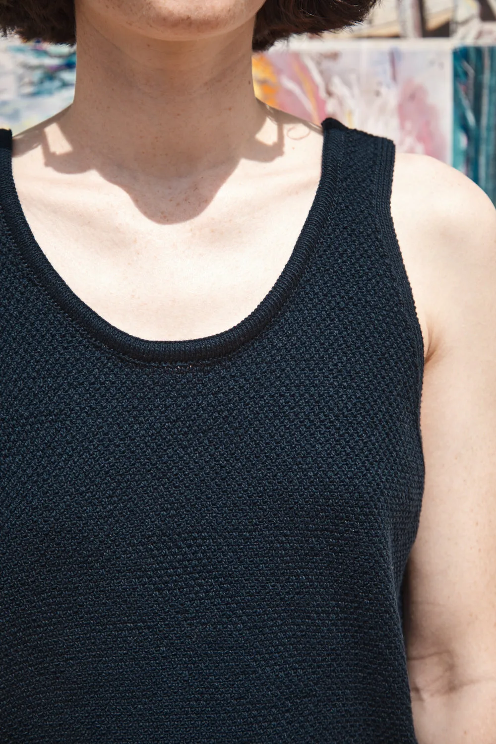 LARA Tank Top in Organic Cotton - Navy sold by L’ENVERS product image thumbnail 5