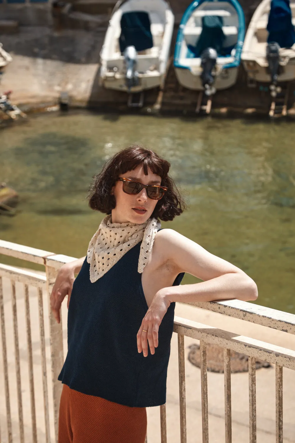 LARA Tank Top in Organic Cotton - Navy sold by L’ENVERS product image thumbnail 4