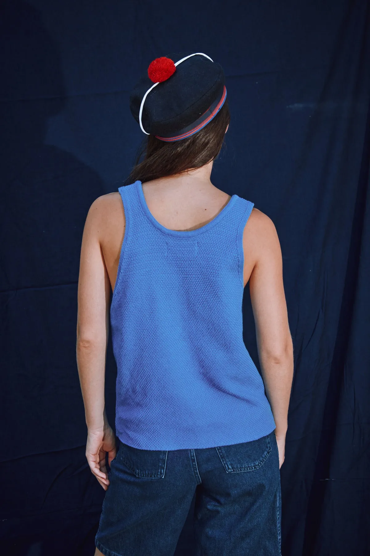 LARA Tank Top in Organic Cotton - Cyan Blue sold by L’ENVERS product image thumbnail 4