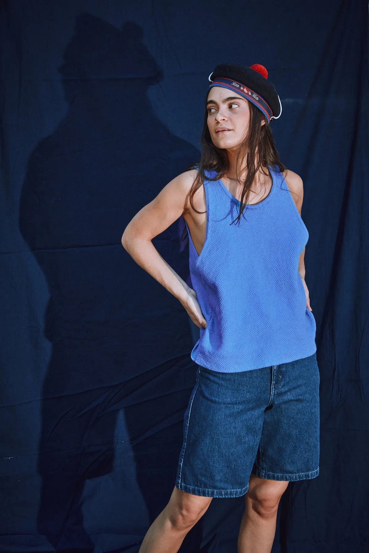 LARA Tank Top in Organic Cotton - Cyan Blue sold by L’ENVERS product image thumbnail 3