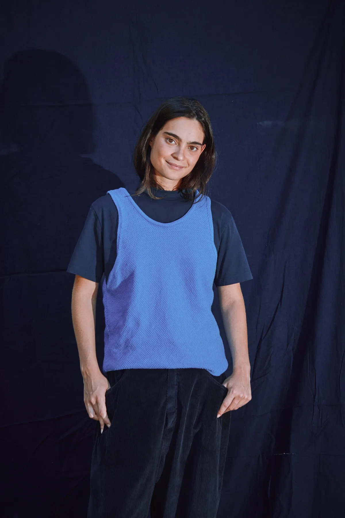 LARA Tank Top in Organic Cotton - Cyan Blue sold by L’ENVERS product image thumbnail 5