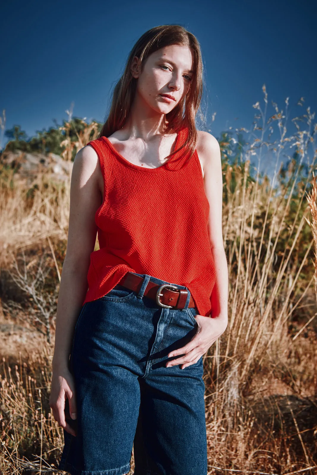 LARA Tank Top in Organic Cotton - Red sold by L’ENVERS product image thumbnail 2