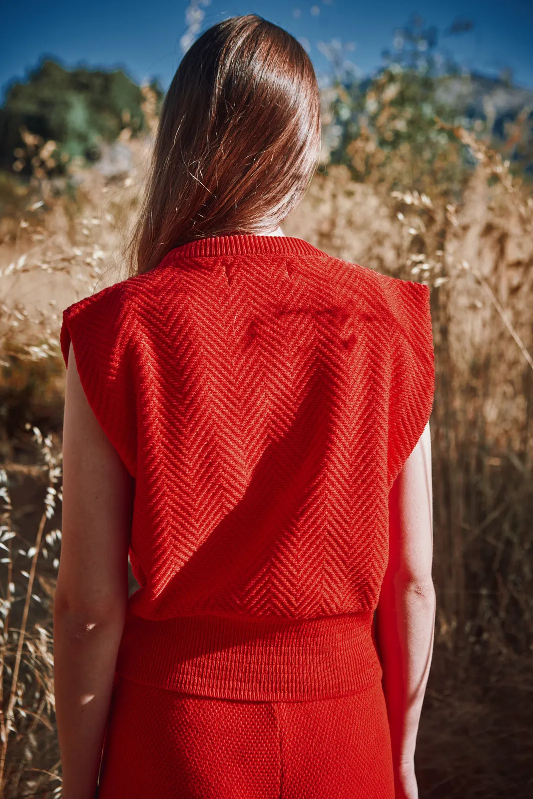 VALENTINE Sleeveless Top in Organic Cotton - Red sold by L’ENVERS product image thumbnail 3