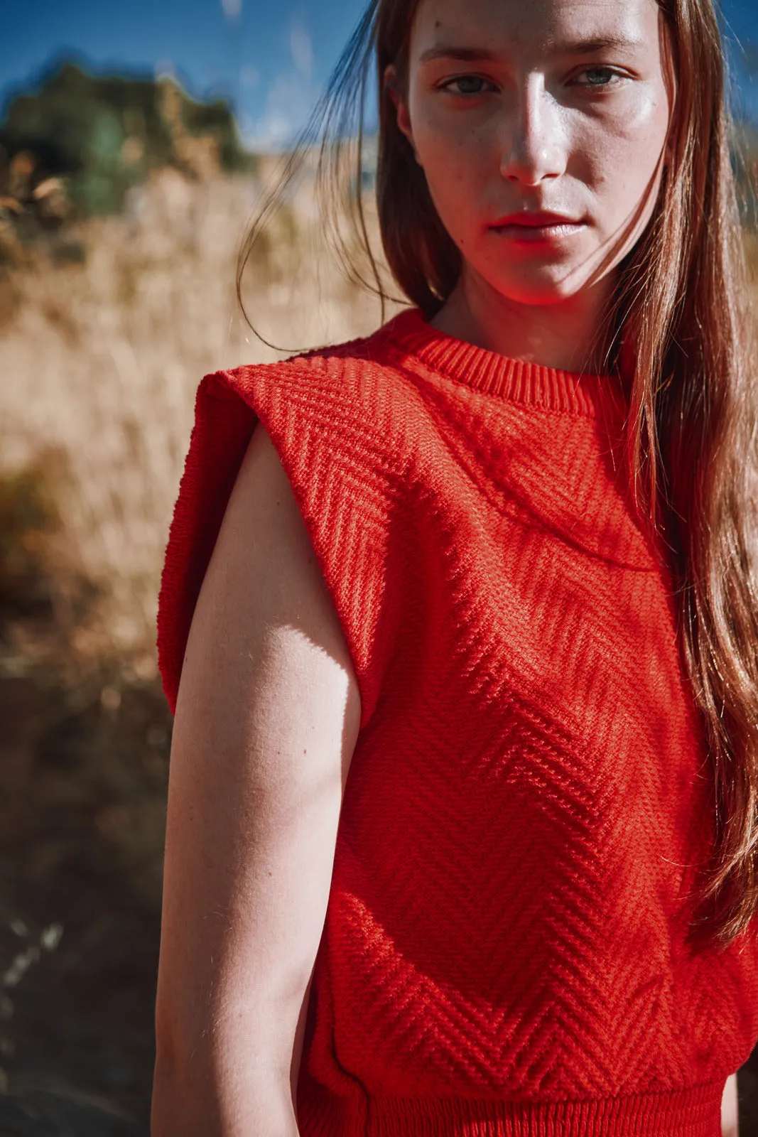 VALENTINE Sleeveless Top in Organic Cotton - Red sold by L’ENVERS product image thumbnail 2