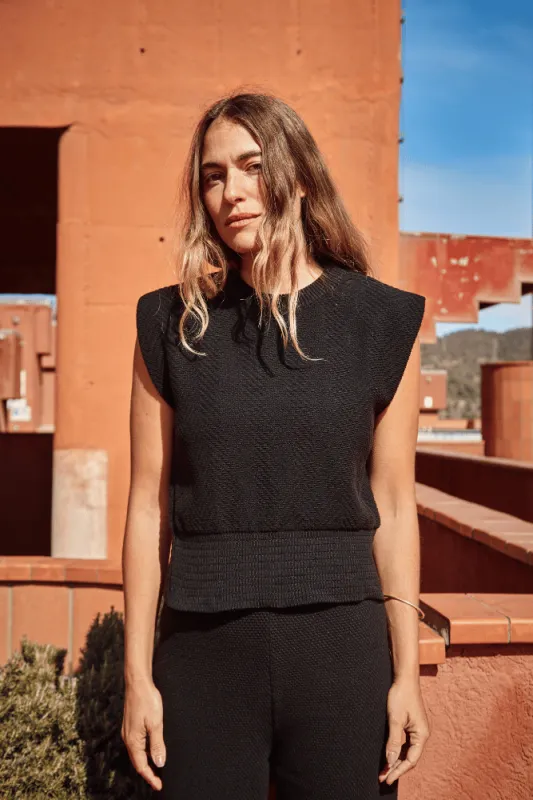 VALENTINE Sleeveless Top in Organic Cotton - Black made by L’ENVERS