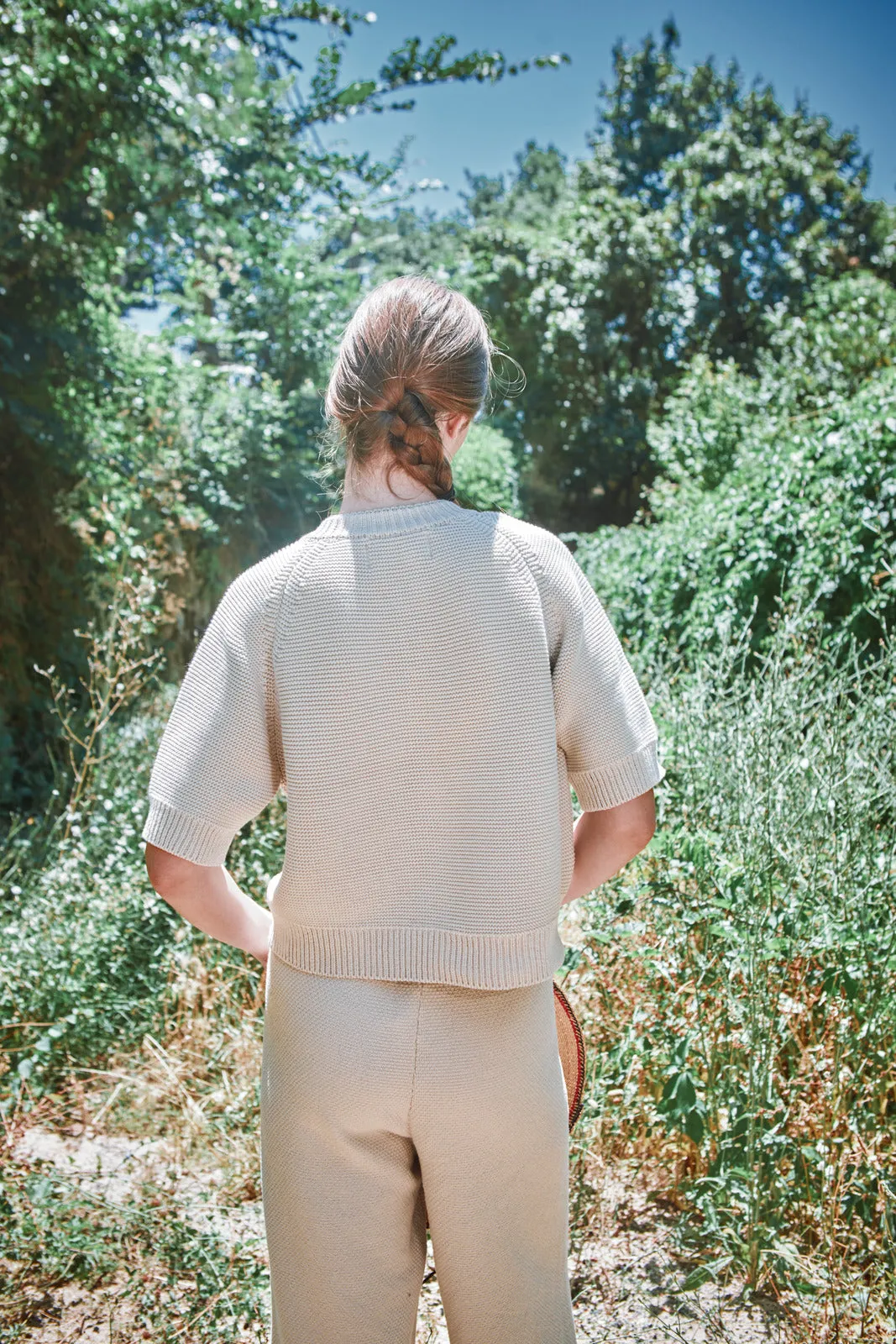 CLARISSE Short-Sleeve Cardigan in Organic Cotton - Off-White sold by L’ENVERS product image thumbnail 4