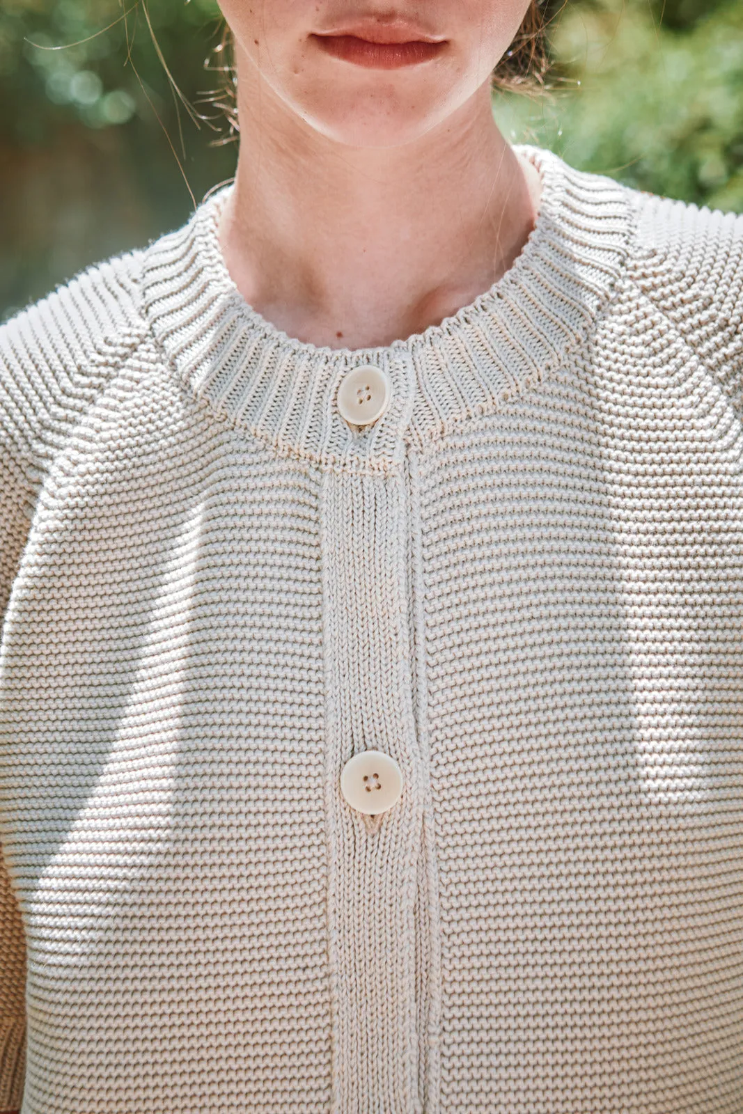 CLARISSE Short-Sleeve Cardigan in Organic Cotton - Off-White sold by L’ENVERS product image thumbnail 3