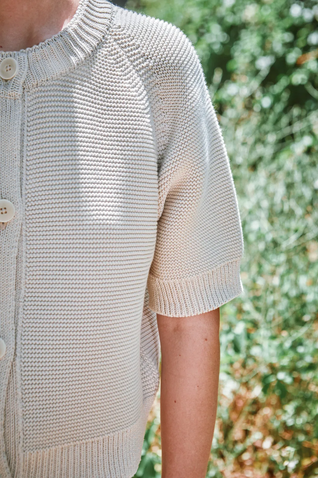 CLARISSE Short-Sleeve Cardigan in Organic Cotton - Off-White sold by L’ENVERS product image thumbnail 5