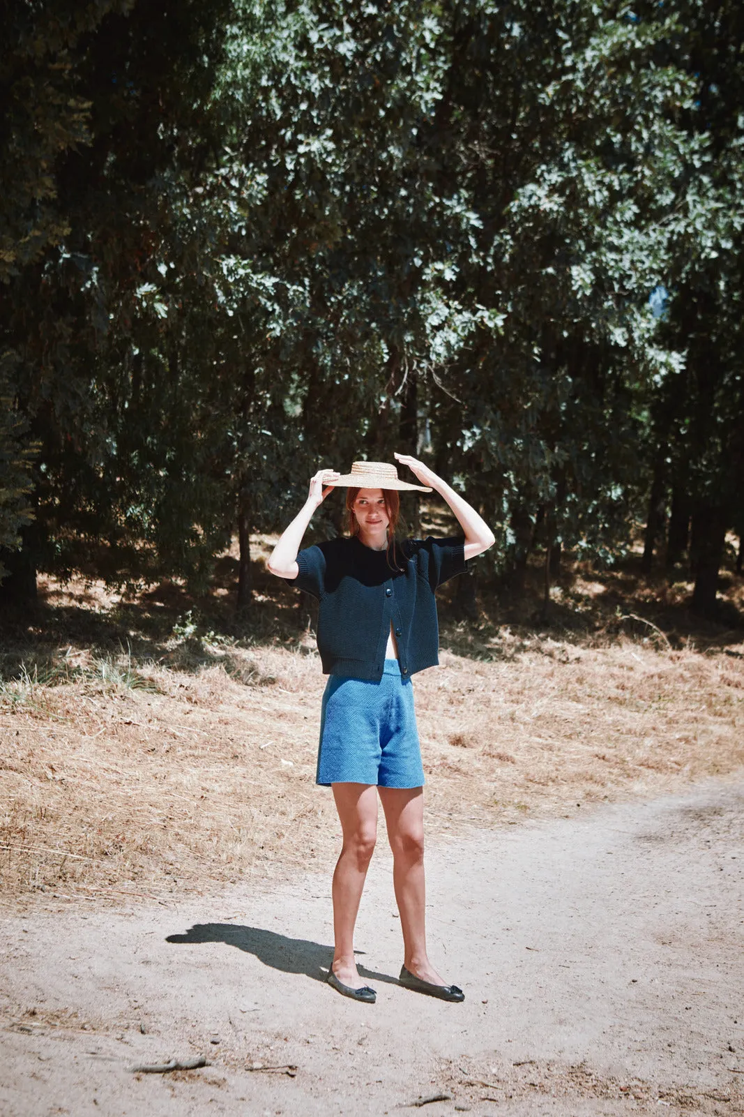 CLARISSE Short-Sleeve Cardigan in Organic Cotton - Navy Blue sold by L’ENVERS product image thumbnail 5
