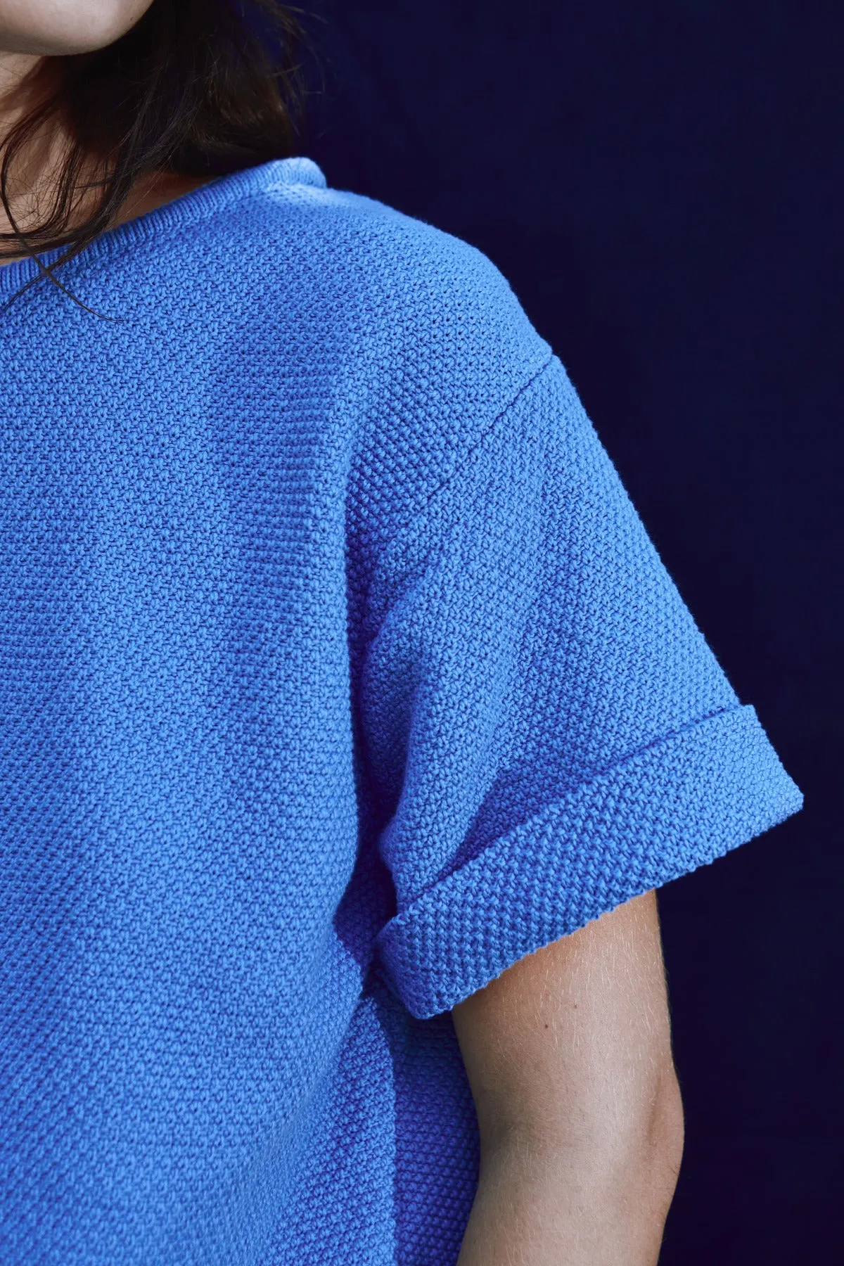 LÉA Short-Sleeve Tee in Organic Cotton - Cyan Blue sold by L’ENVERS product image thumbnail 5