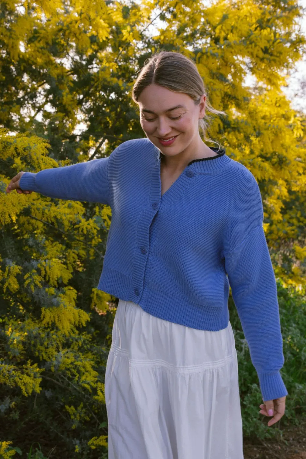 HILMA Cardigan in collab' with BLOCK SHOP - Cyan Blue sold by L’ENVERS
