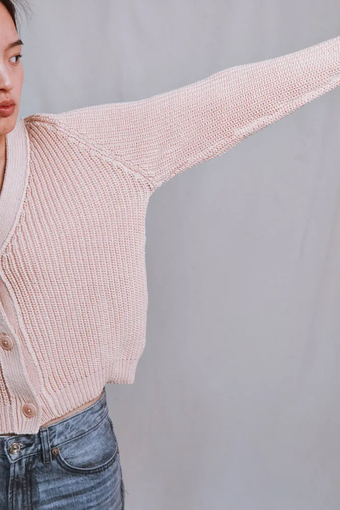 Item #507 - ANNA V-Neck Cardigan in Organic Cotton - Powder Pink sold by L’ENVERS product image thumbnail 5