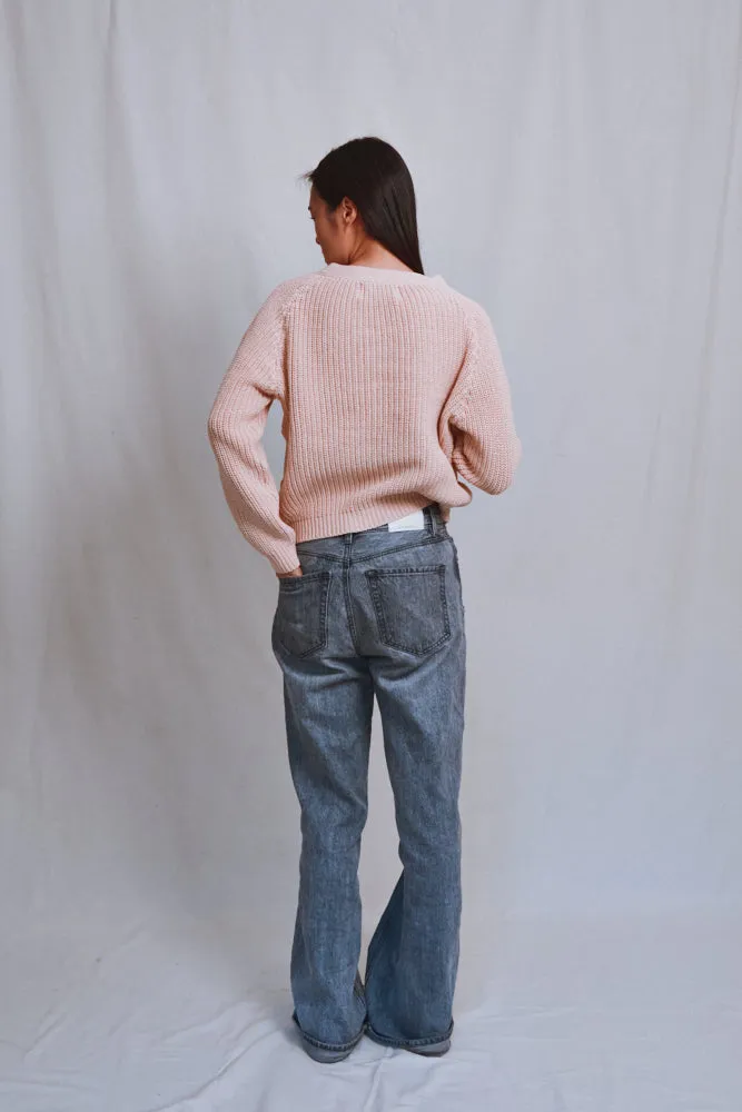 Item #507 - ANNA V-Neck Cardigan in Organic Cotton - Powder Pink sold by L’ENVERS product image thumbnail 3