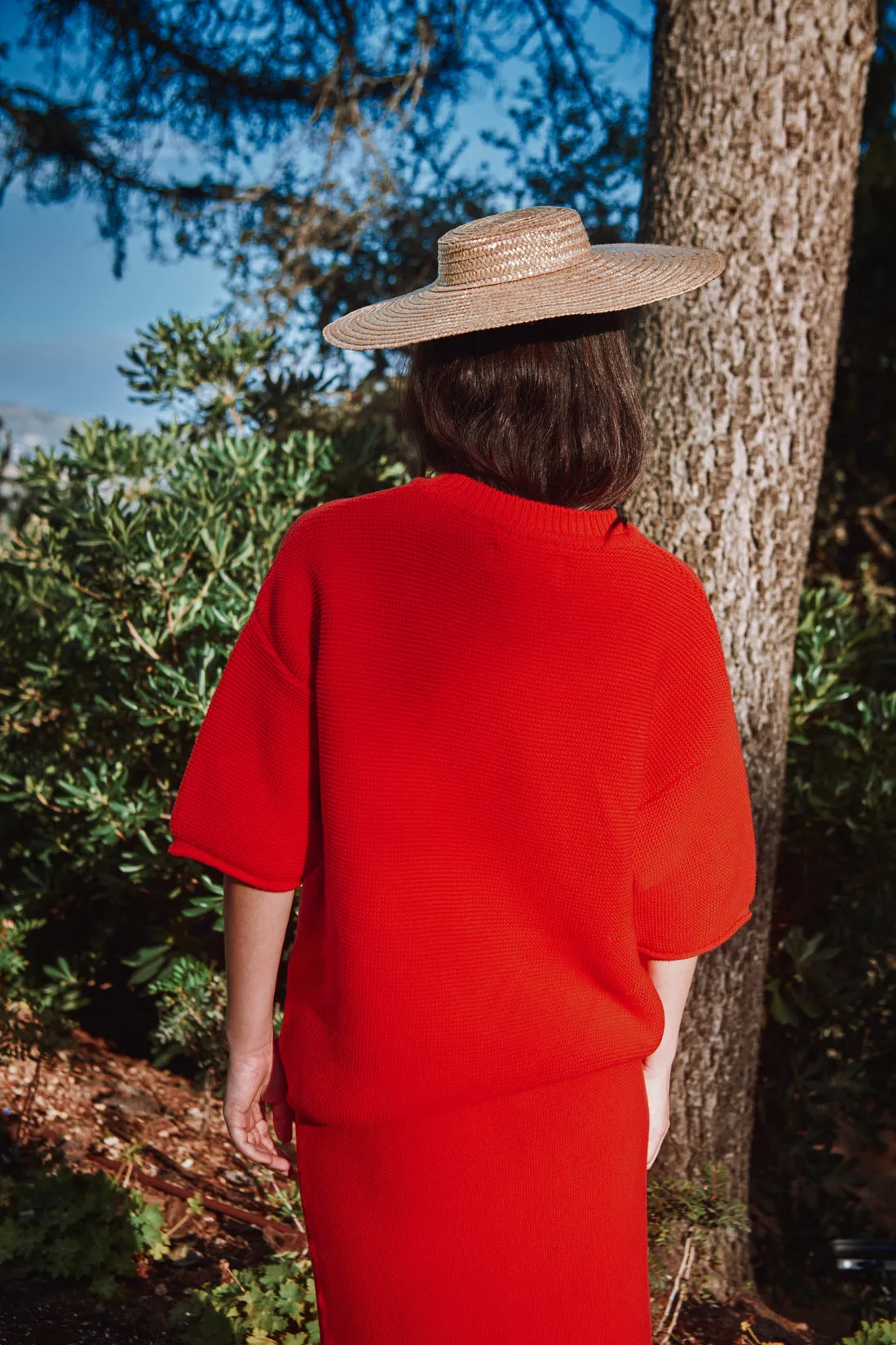GERALDINE Oversize Tee in Organic Cotton - Red (In Stock) sold by L’ENVERS product image thumbnail 5