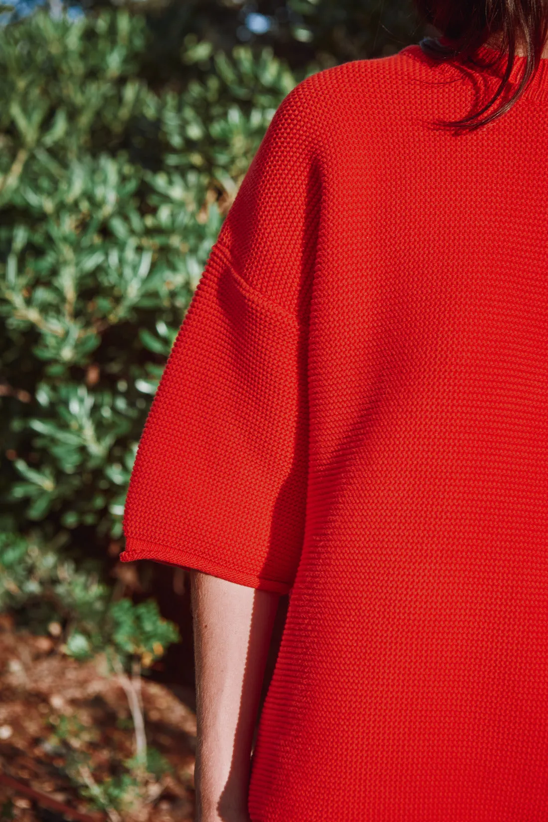 GERALDINE Oversize Tee in Organic Cotton - Red (In Stock) sold by L’ENVERS product image thumbnail 2
