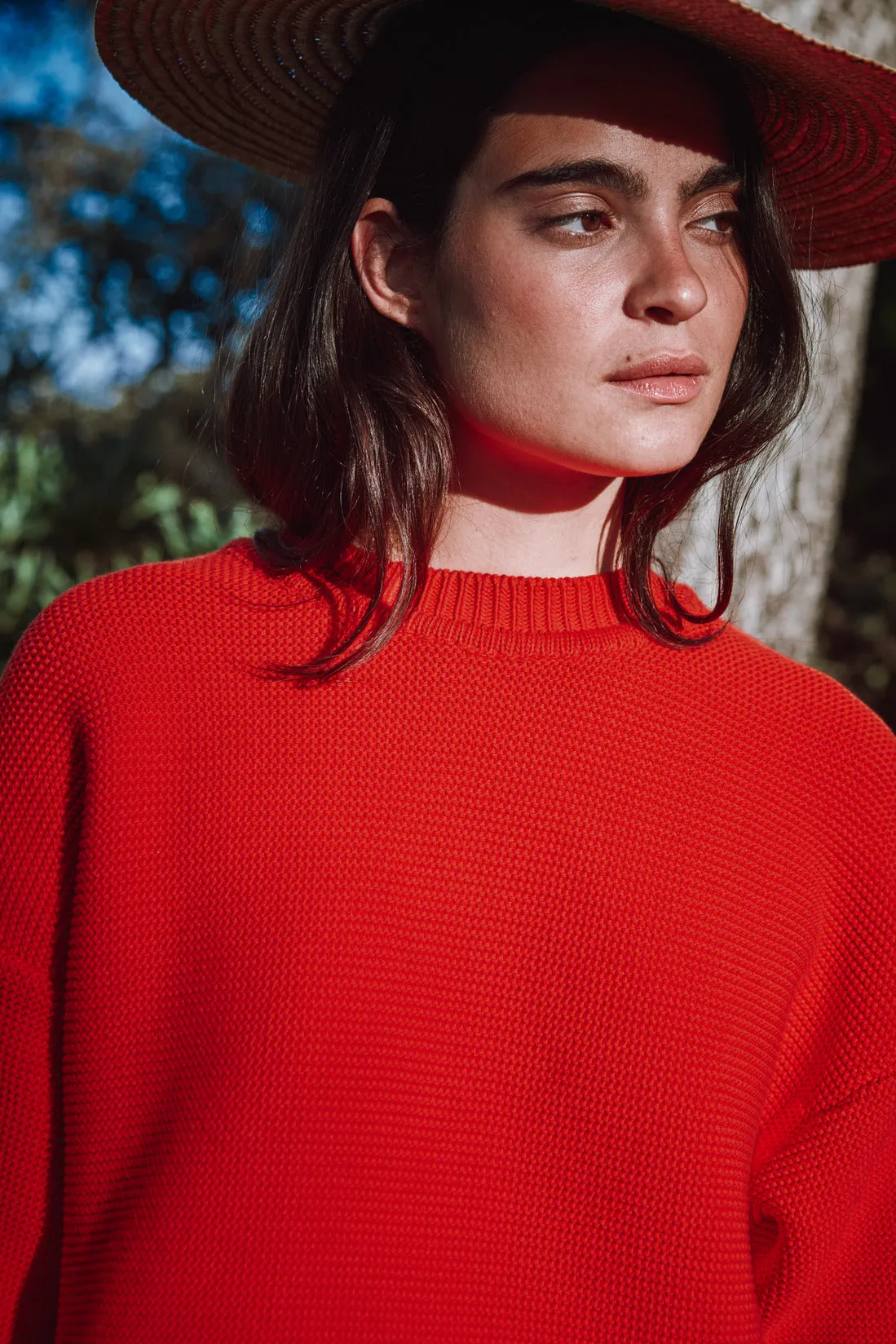 GERALDINE Oversize Tee in Organic Cotton - Red (In Stock) sold by L’ENVERS product image thumbnail 4