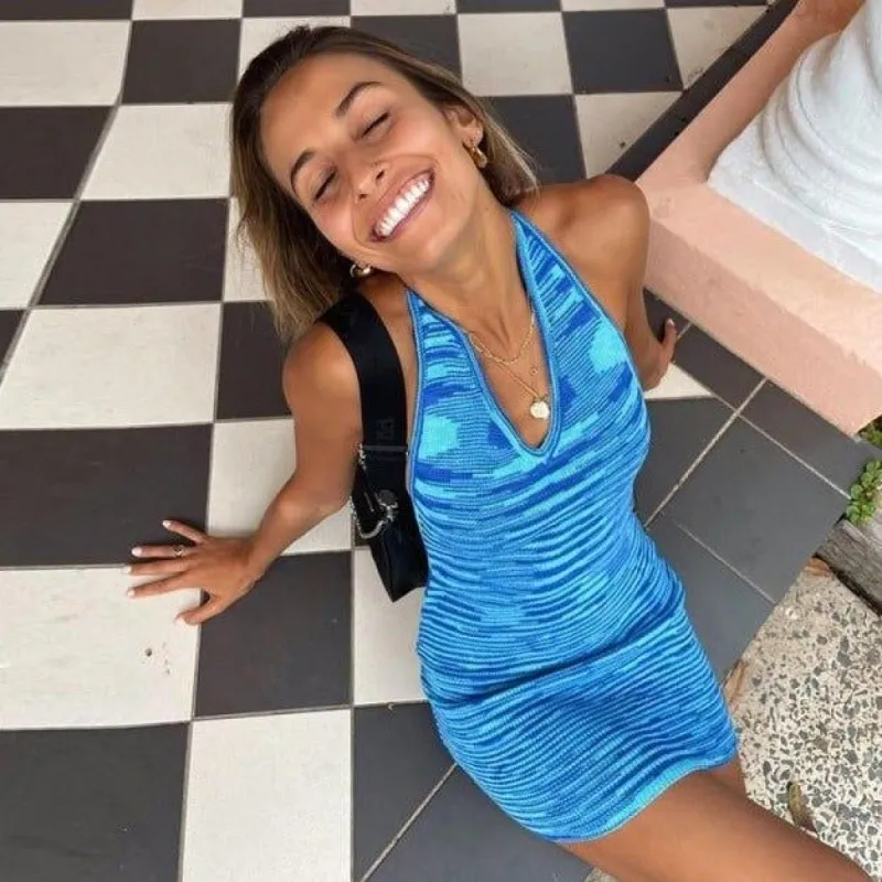 Mina Halter Dress Midnight Blue sold by Hudson and Bailey