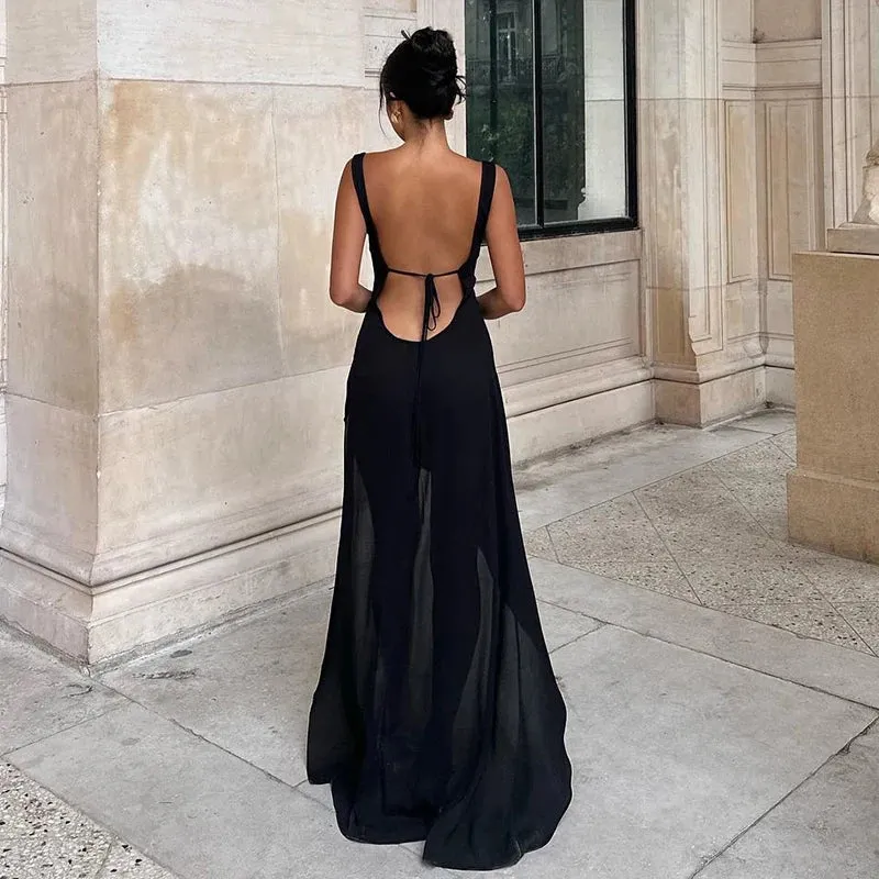 ace of hearts backless maxi dress black Cora Backless Maxi Dress