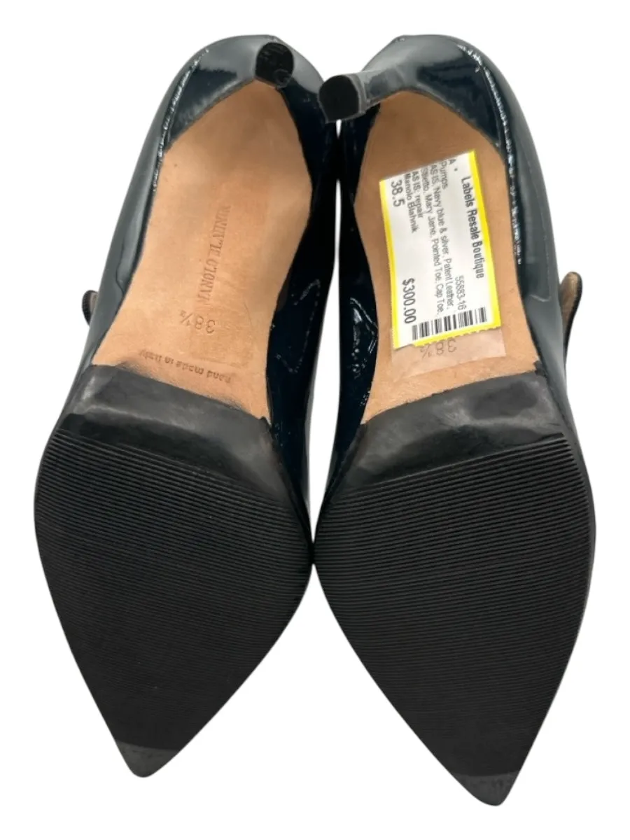 Manolo Blahnik Shoe Size 38.5 Navy blue & silver Patent Leather Stiletto Pumps sold by Labels Resale Boutique product image thumbnail 5
