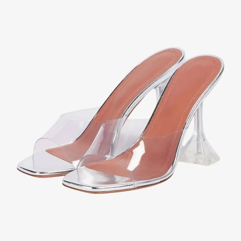 Crystal Clear Square-Toe Mules sold by ArnoConti