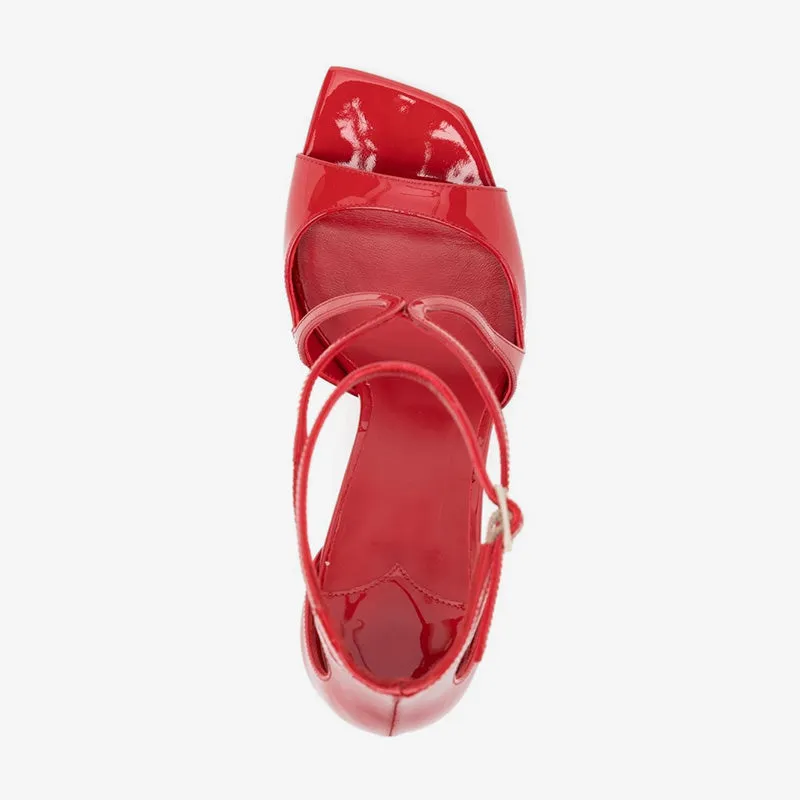 Red Leather Stiletto Sandals sold by ArnoConti product image thumbnail 4