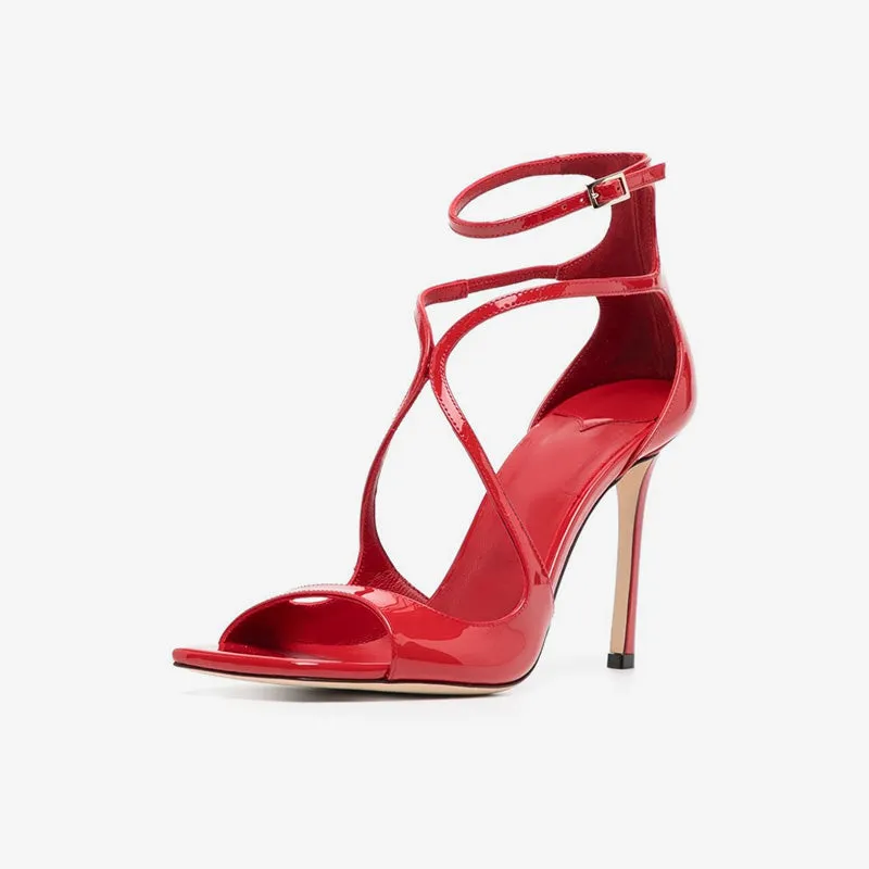 Red Leather Stiletto Sandals sold by ArnoConti