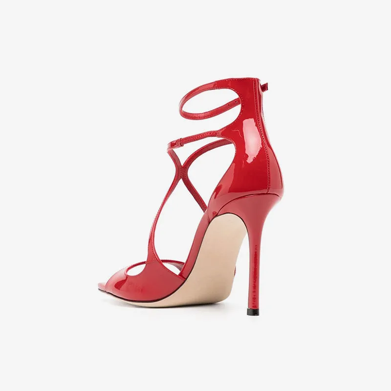 Red Leather Stiletto Sandals sold by ArnoConti product image thumbnail 3