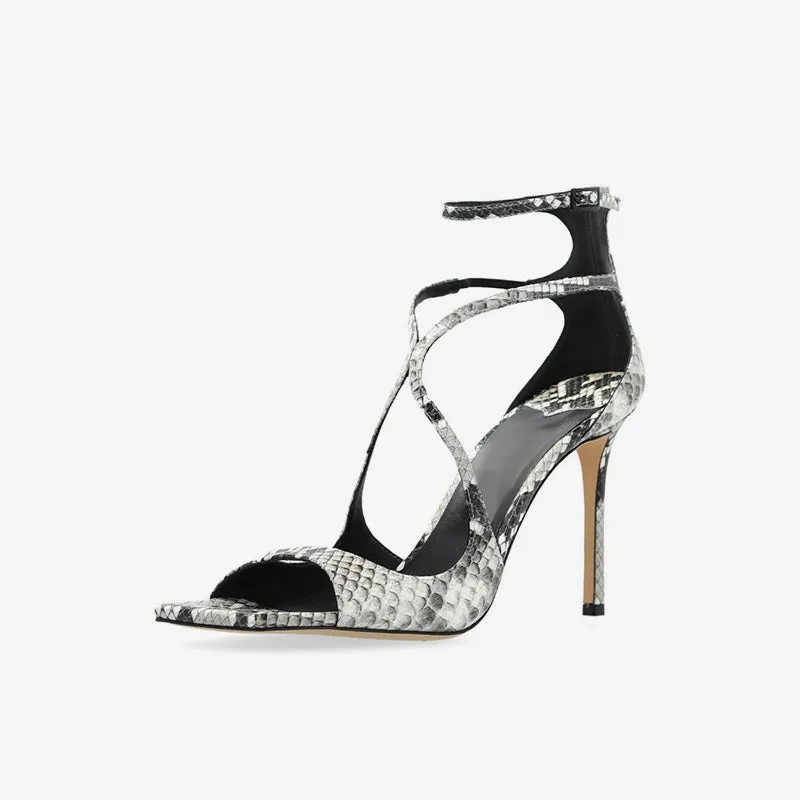 Grey Leather Stiletto Sandals sold by ArnoConti