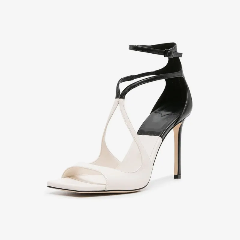 White and Black Calf Leather Sandals sold by ArnoConti