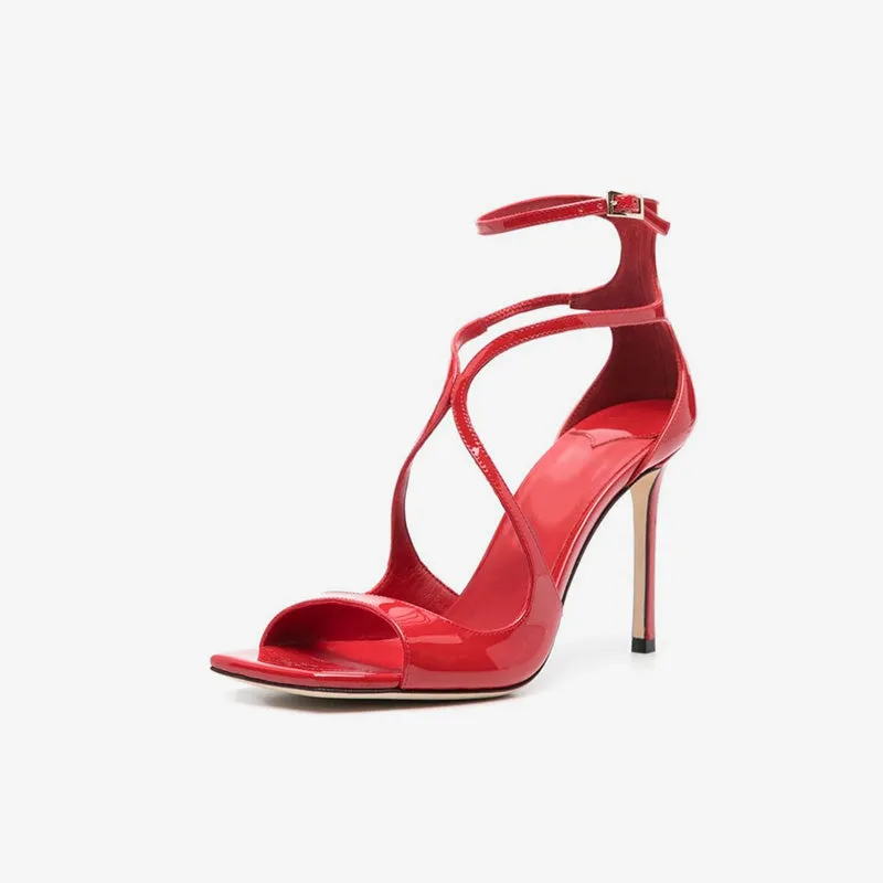 Red Patent Leather Stiletto Sandals sold by ArnoConti