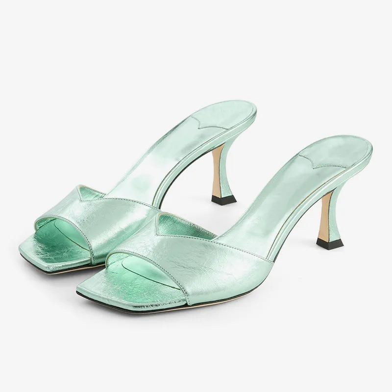 Green Vintage Metallic Leather Sandals sold by ArnoConti