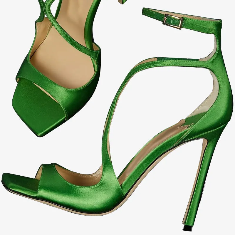 Green Satin Strappy Sandals sold by ArnoConti product image thumbnail 4