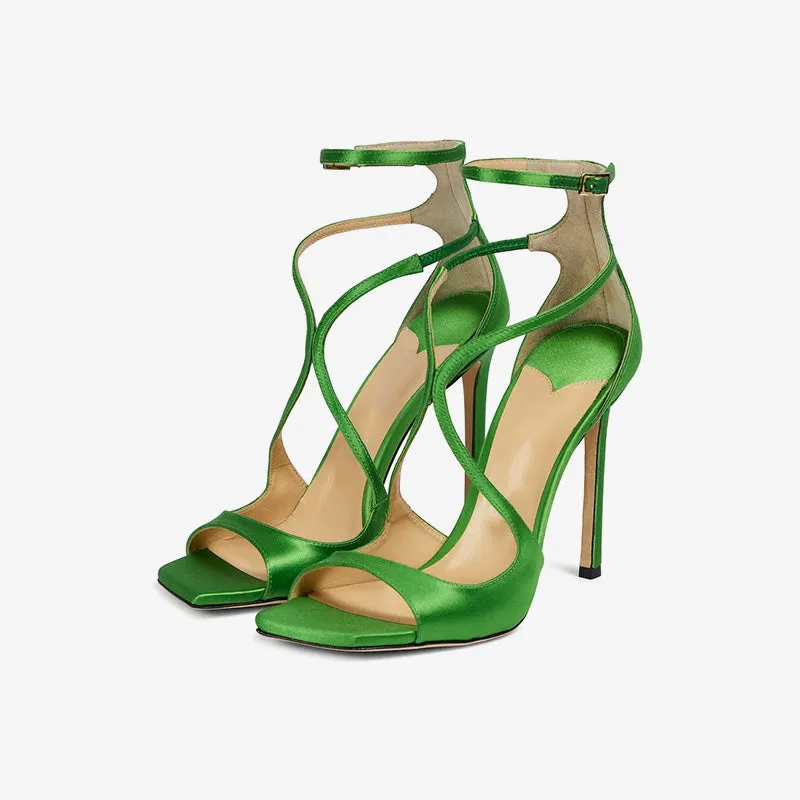 Green Satin Strappy Sandals sold by ArnoConti