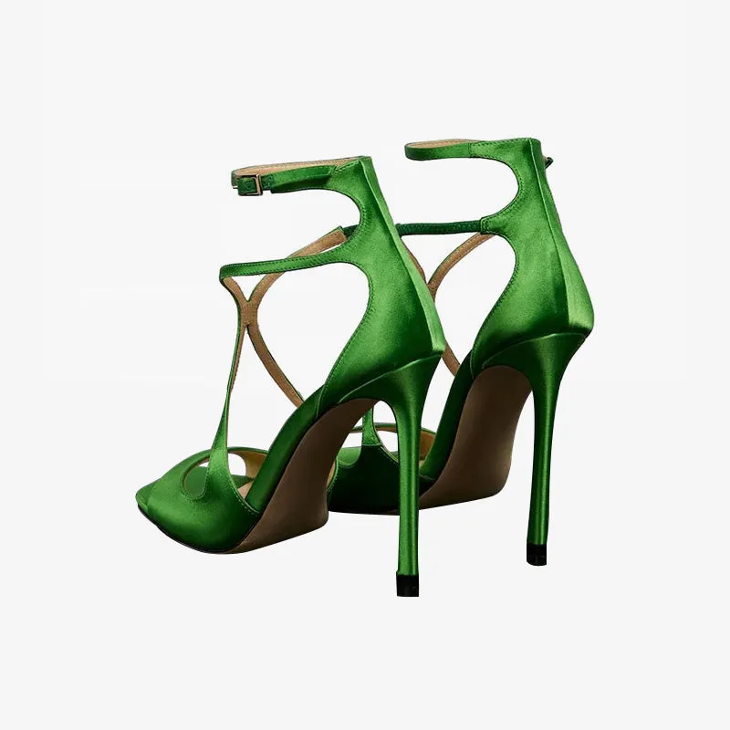Green Satin Strappy Sandals sold by ArnoConti product image thumbnail 5