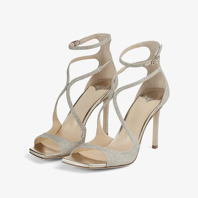 Silver Shining Heel Sandals sold by ArnoConti