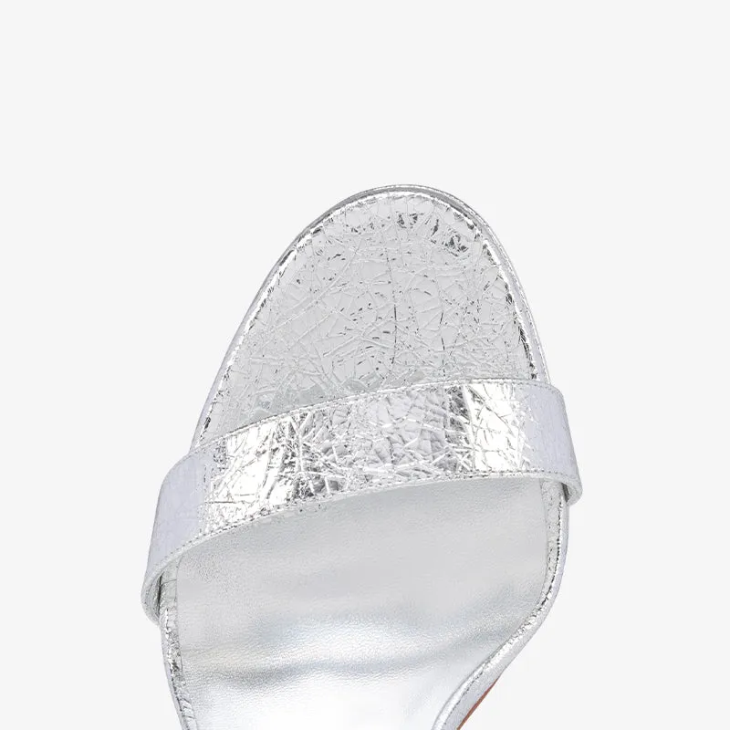 Silver Leather Stiletto Sandal sold by ArnoConti product image thumbnail 3