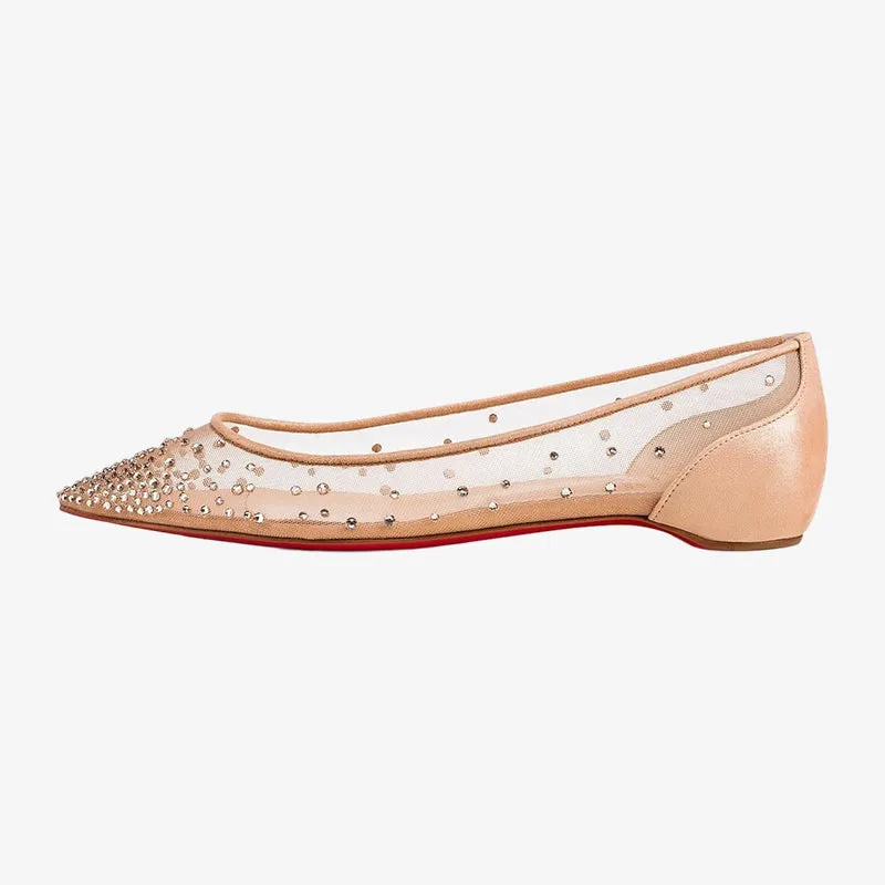 Strass Mesh Pointed Beige Flats sold by ArnoConti product image thumbnail 3