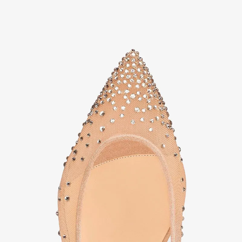 Strass Mesh Pointed Beige Flats sold by ArnoConti product image thumbnail 4