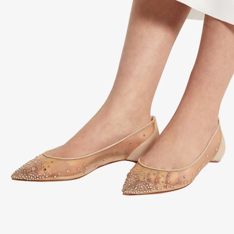 Strass Mesh Pointed Beige Flats sold by ArnoConti product image thumbnail 2