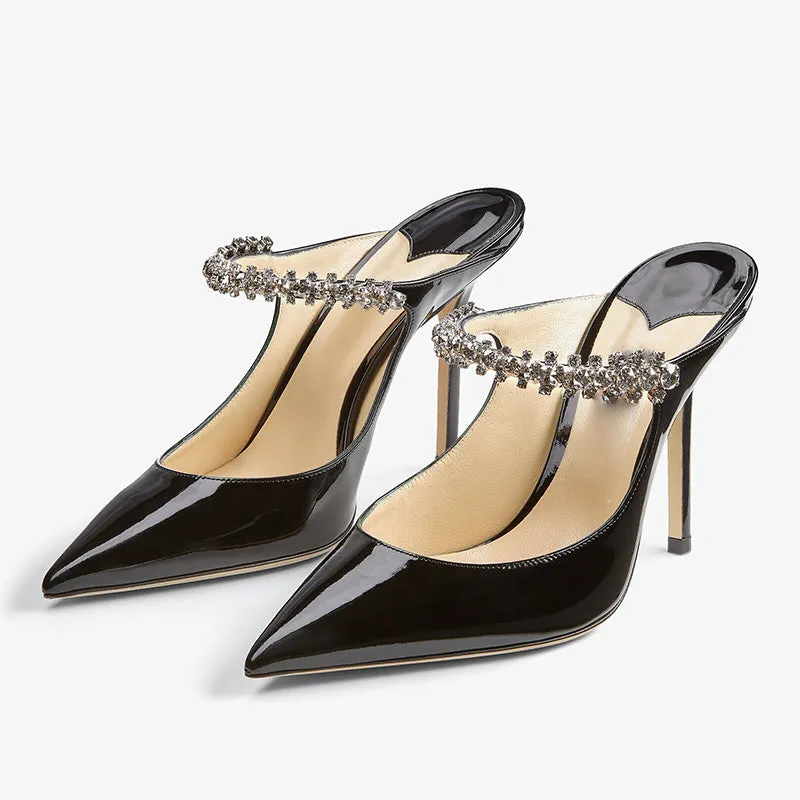 Black Patent Leather Mules 100mm sold by ArnoConti