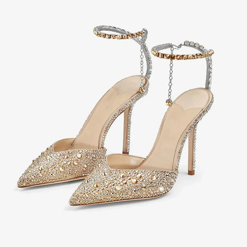 Rose Gold Satin Crystal Pumps sold by ArnoConti