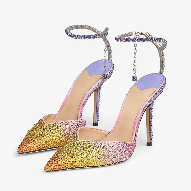 Pink-Gold Crystal Leather Pumps sold by ArnoConti