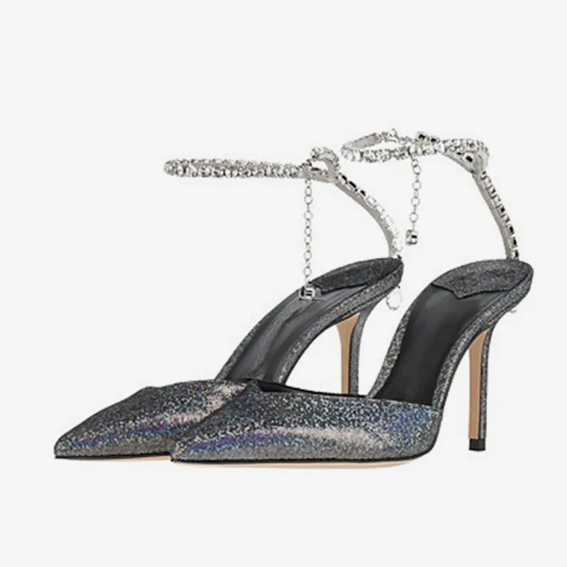 Silver Stiletto High Heel Sandals sold by ArnoConti