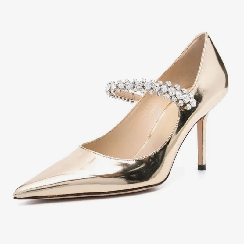 Rose Gold patent leather simple pumps sold by ArnoConti