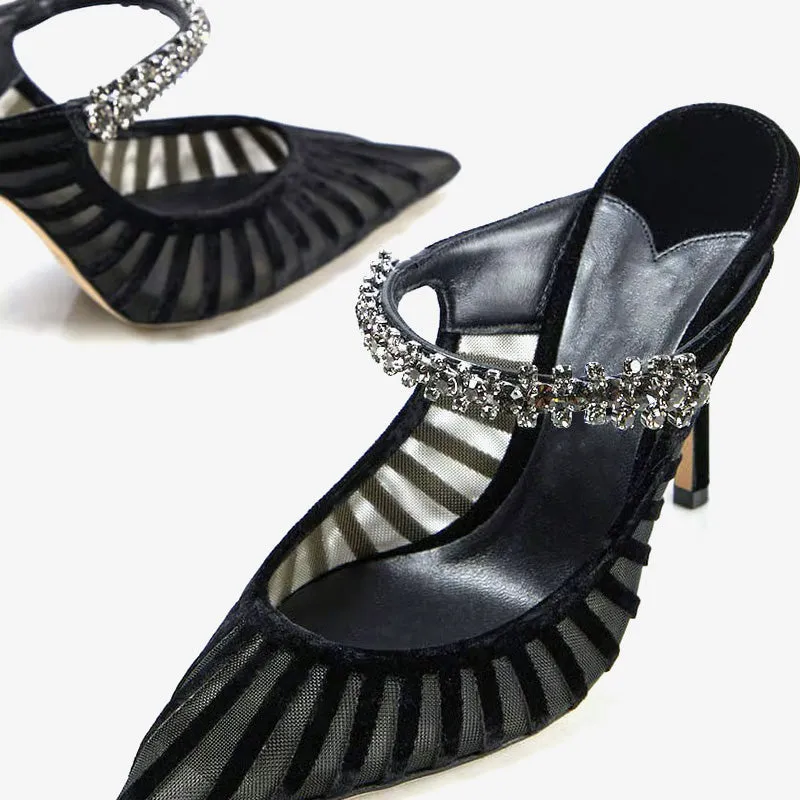 Black Mesh Pointed-Toe Pumps sold by ArnoConti product image thumbnail 4