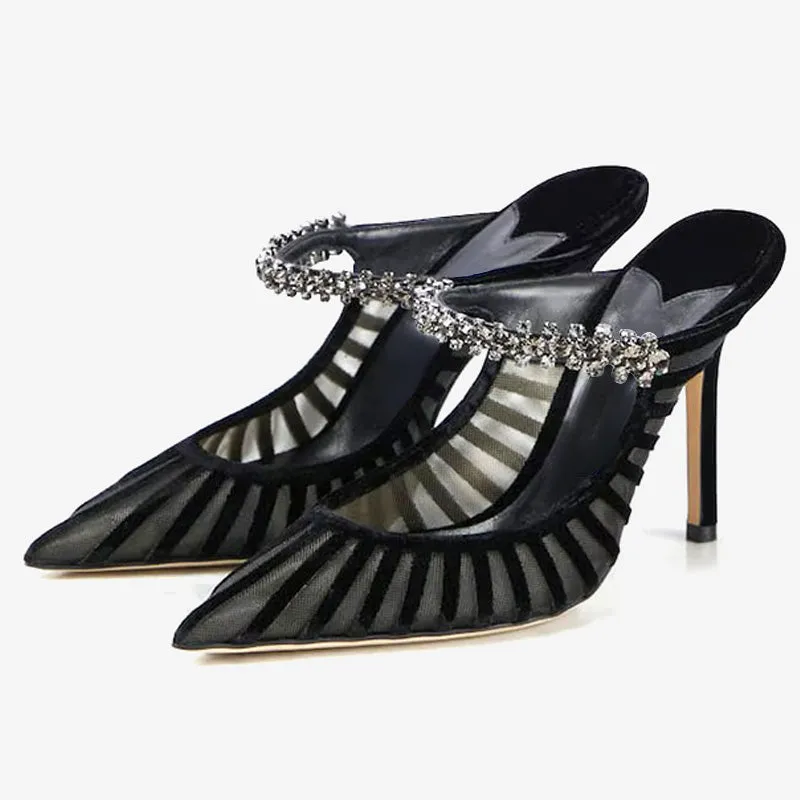 Black Mesh Pointed-Toe Pumps sold by ArnoConti